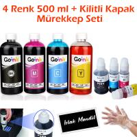 Canon GI-40 Mürekkep Seti 4x500 ml + Kilitli Kapak Mürekkep Seti (Muadil)