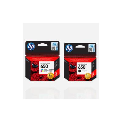 HP 650 CZ101AE Siyah HP 650 CZ102AE Renkli Orijinal 2'li Kartuş Seti