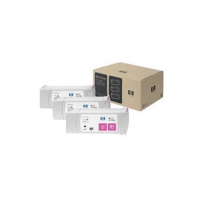 HP 81 C5068A Kırmızı Orijinal Kartuş 3'lü Set