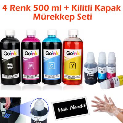 Goink Canon Pixma G3430 Mürekkep Seti 4x500 ml + Kilitli Kapak Mürekkep Seti (Muadil)