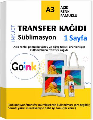 Goink Transfer Kağıdı (Açık Renk Pamuklu Kumaş) - 140gsm - 1yp - A3
